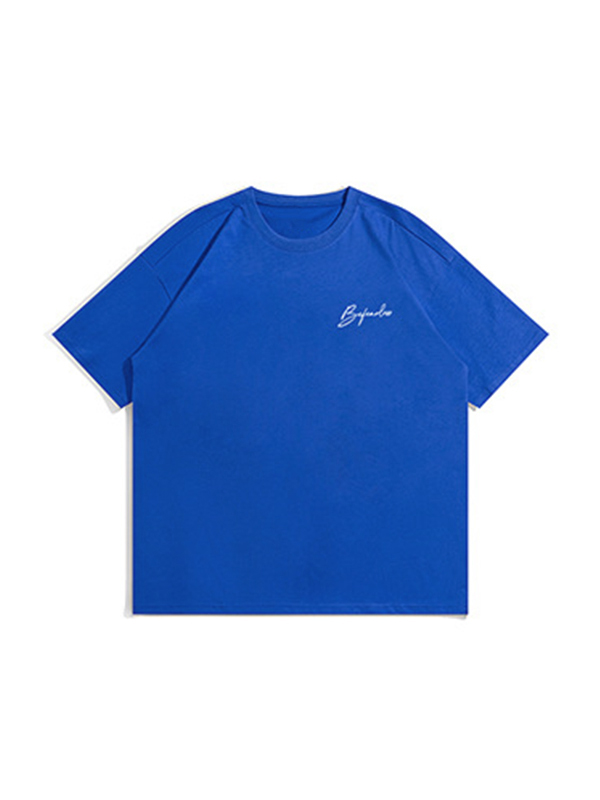 Camiseta de manga corta con estampado de letras estilo americano para hombre-1