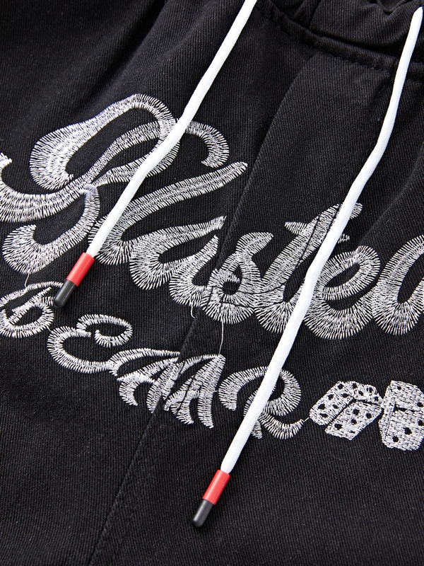 Pantalones cortos elásticos con estampado de bordado vintage para hombre-2