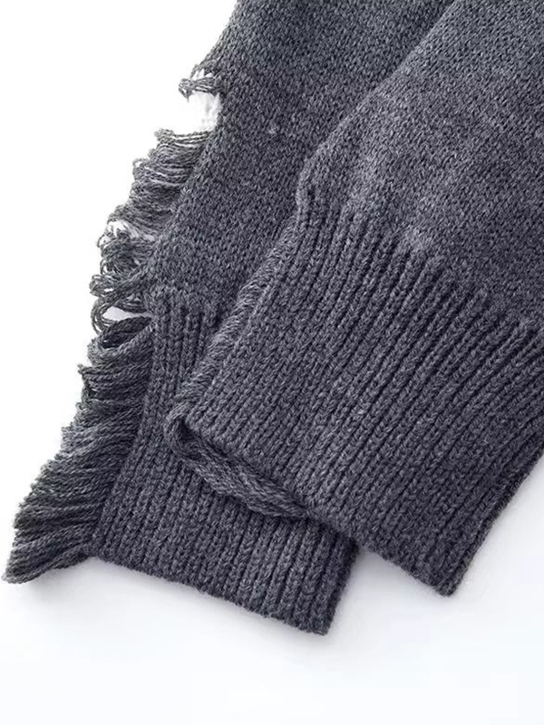 Suéter con diseño andrajoso de estrella deshilachada para hombre-5