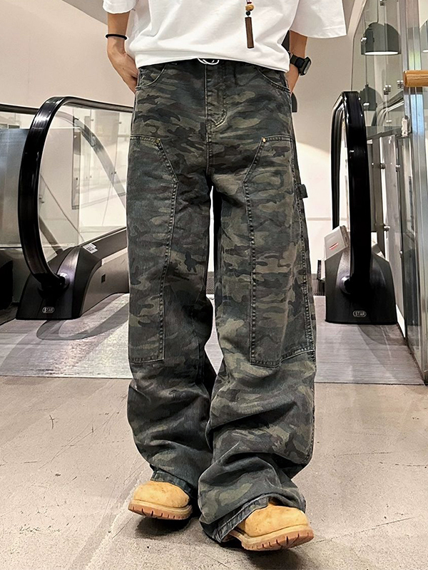 Vaqueros holgados con estampado de camuflaje para hombre-2