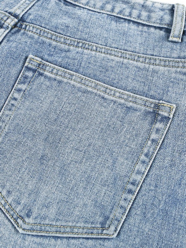 Vaqueros sueltos vintage con lavado claro para hombre-4