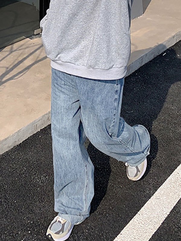 Vaqueros sueltos vintage con lavado claro para hombre-2