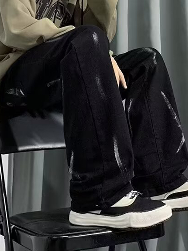 Vaqueros holgados con estampado de grafiti para hombre-4