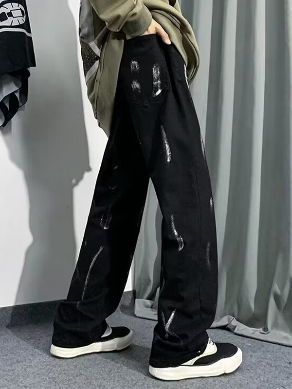 Vaqueros holgados con estampado de grafiti para hombre-2