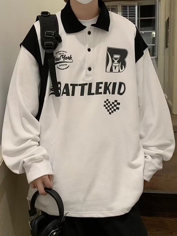 Sudadera de hombre con gráfico de carreras de patchwork-2