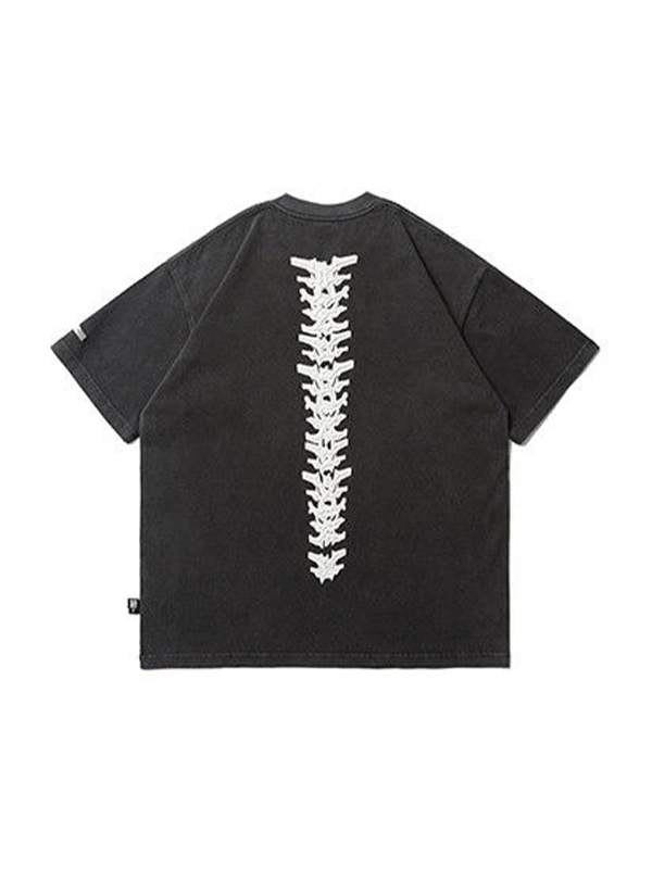 Camiseta extragrande de manga corta con estampado de calaveras viejas lavadas para hombre-4