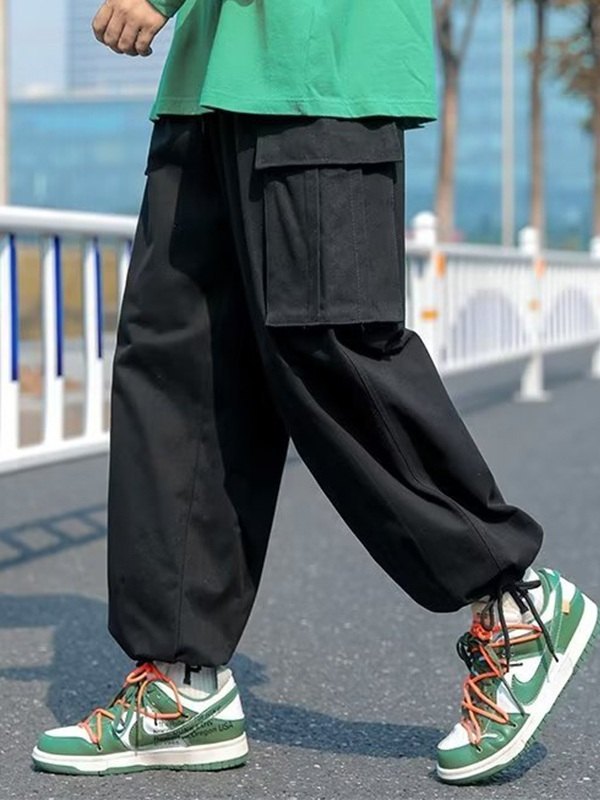 Pantalones cargo de pierna de skate vintage para hombre-2