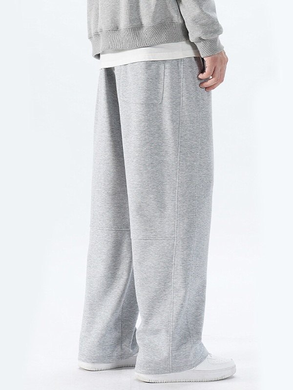 Pantalones de chándal sueltos de color sólido simple para hombre-3