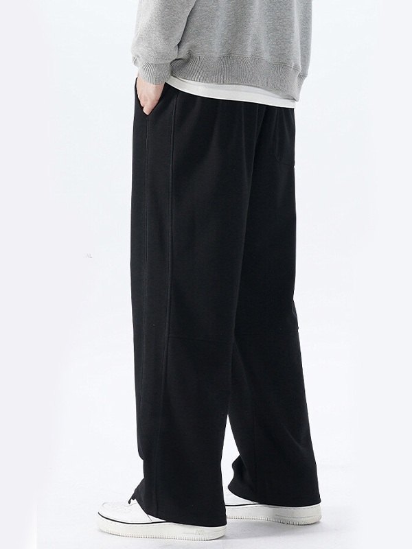Pantalones de chándal sueltos de color sólido simple para hombre-2