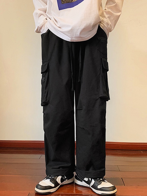 Pantalones cargo de skate con parche de bolsillo para hombre-1