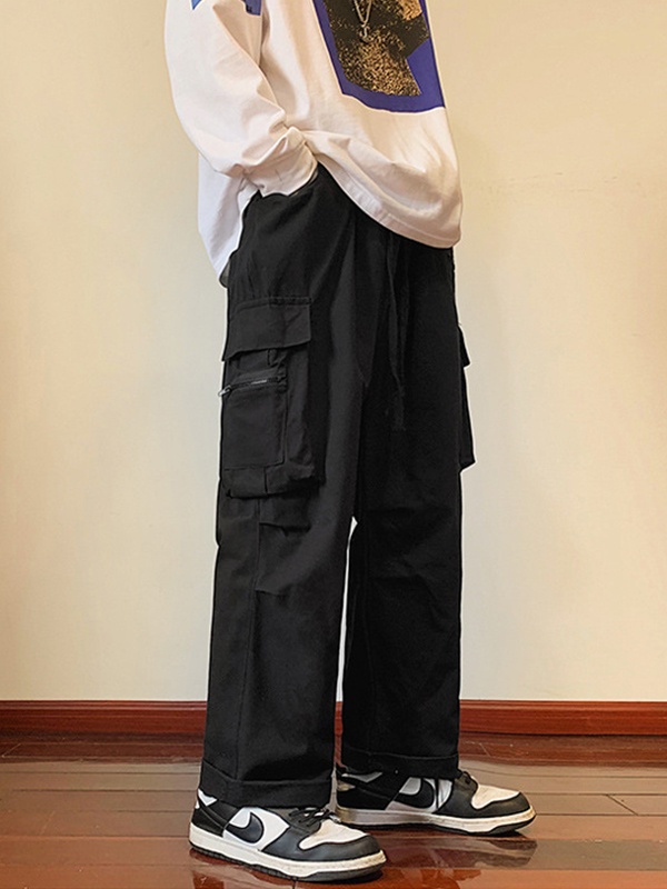 Pantalones cargo de skate con parche de bolsillo para hombre-2