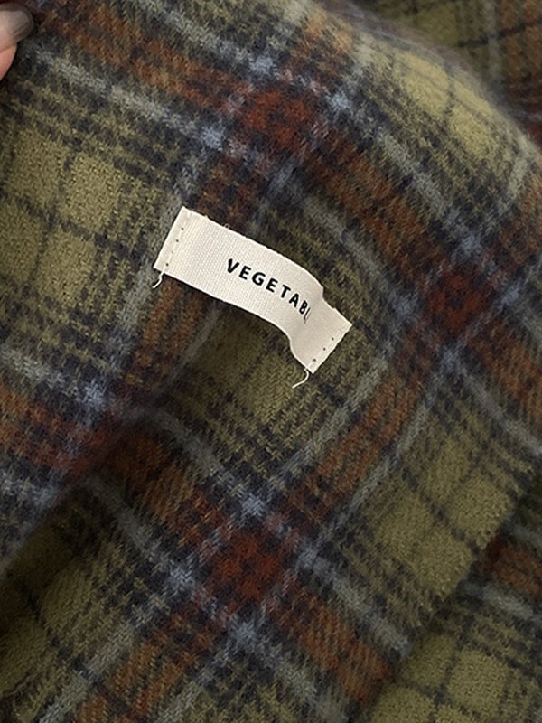 Pañuelo Vintage Verde Cuadros Flecos-4