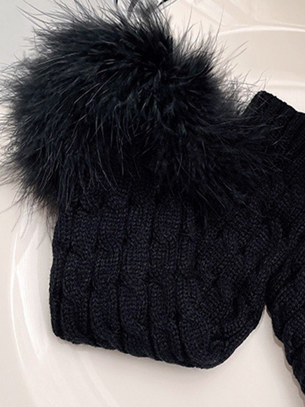 Calcetines de punto trenzado con ribetes borrosos-3