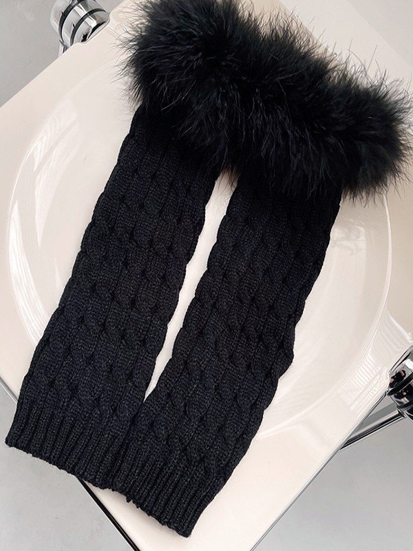 Calcetines de punto trenzado con ribetes borrosos-2