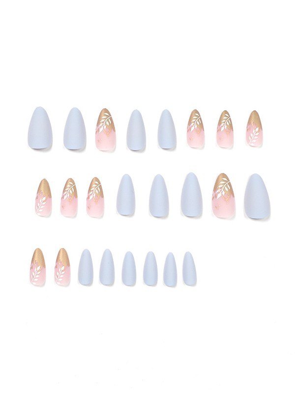 24 piezas de prensa de patrón de hoja en las uñas-1