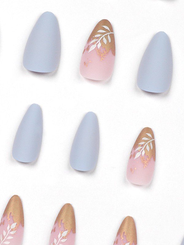 24 piezas de prensa de patrón de hoja en las uñas-2