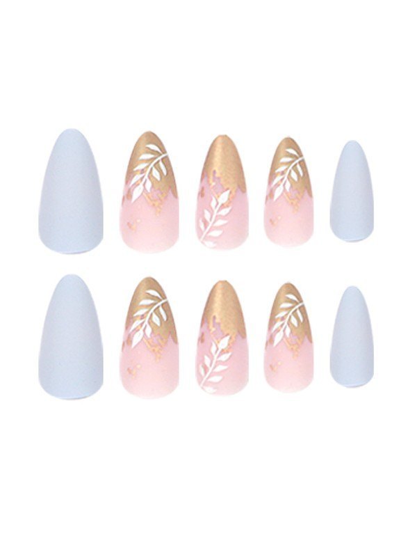 24 piezas de prensa de patrón de hoja en las uñas-3