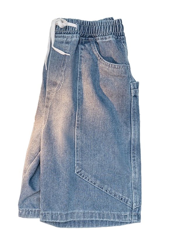 Shorts vaqueros sueltos con lavado vintage para hombre-2